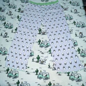 Y2K Mudd waffle knit penguins women’s purple pj pants pajama bottom size large